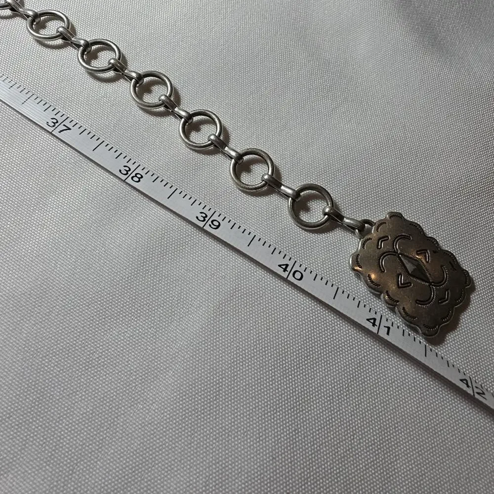 Rectangular Silver Tone Turquoise Concho Chain Western Belt Womens M Festival - Picture 9 of 11